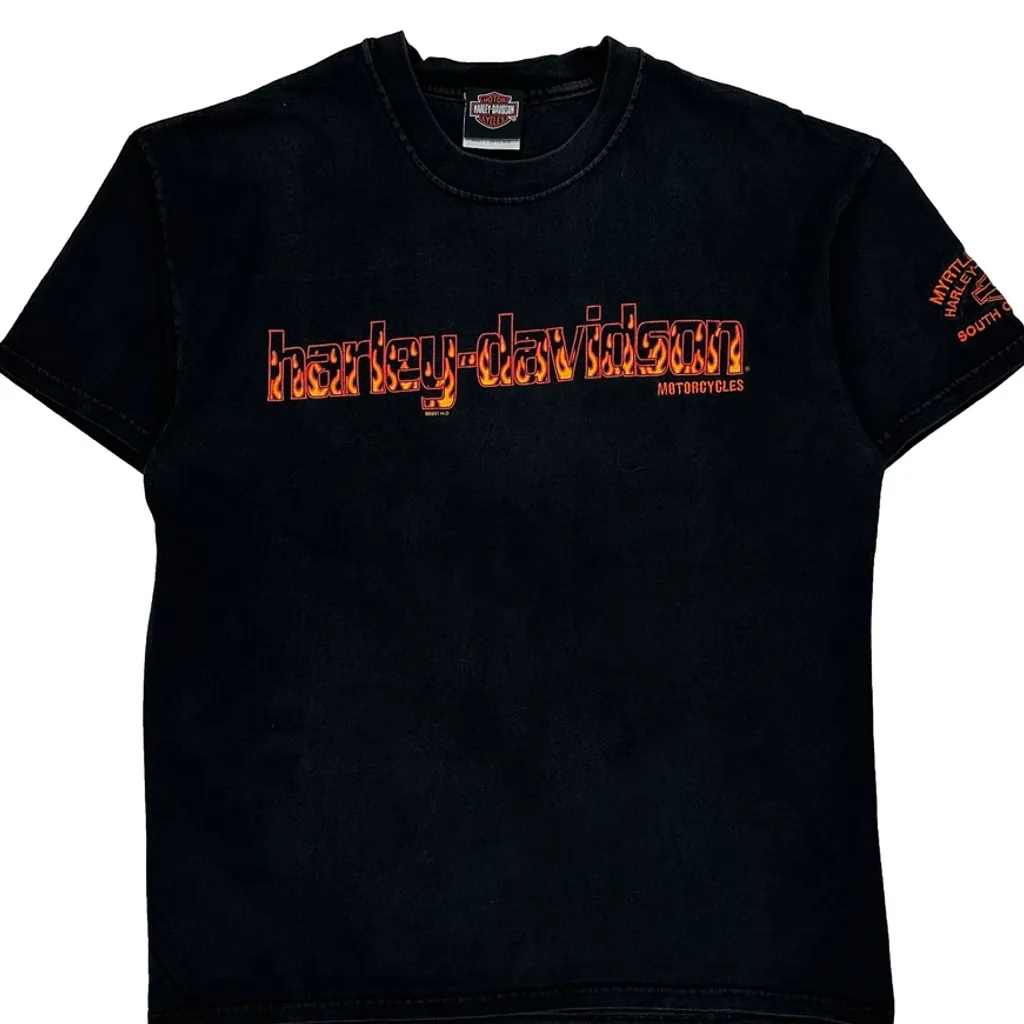 Harley Davidson Spellout T-Shirt - Large Black Cotton - Image 4