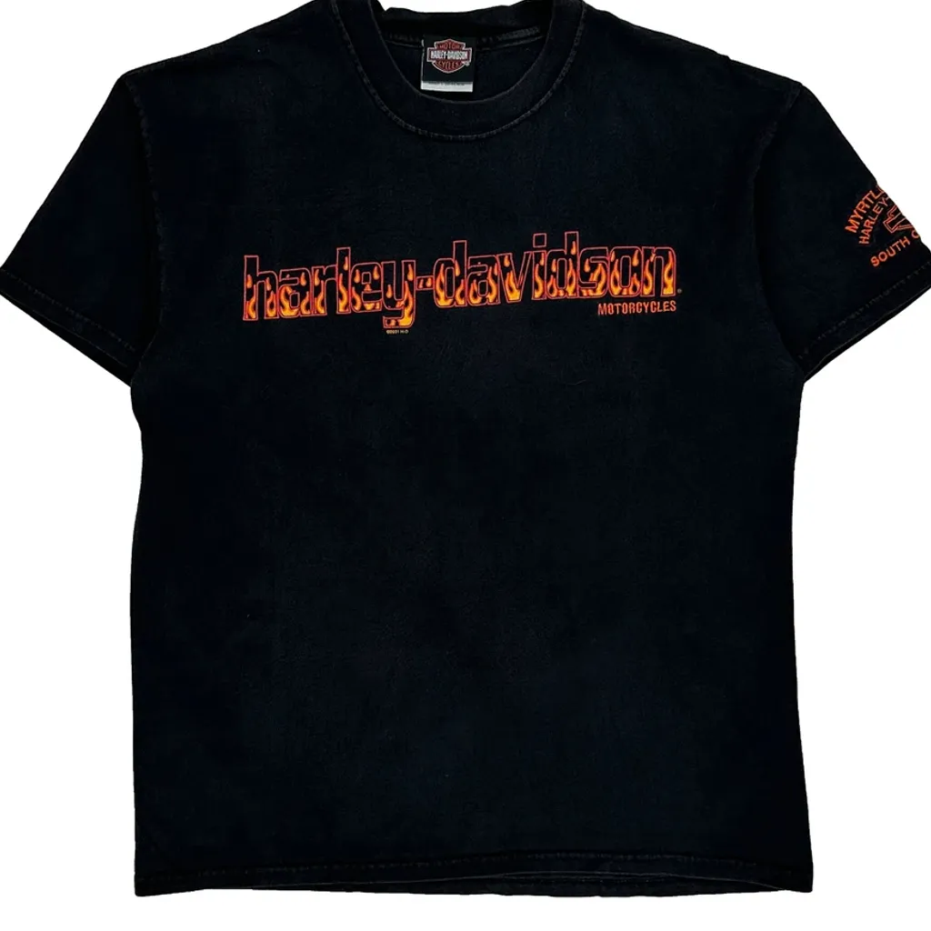 Harley Davidson Spellout T-Shirt - Large Black Cotton - Image 5