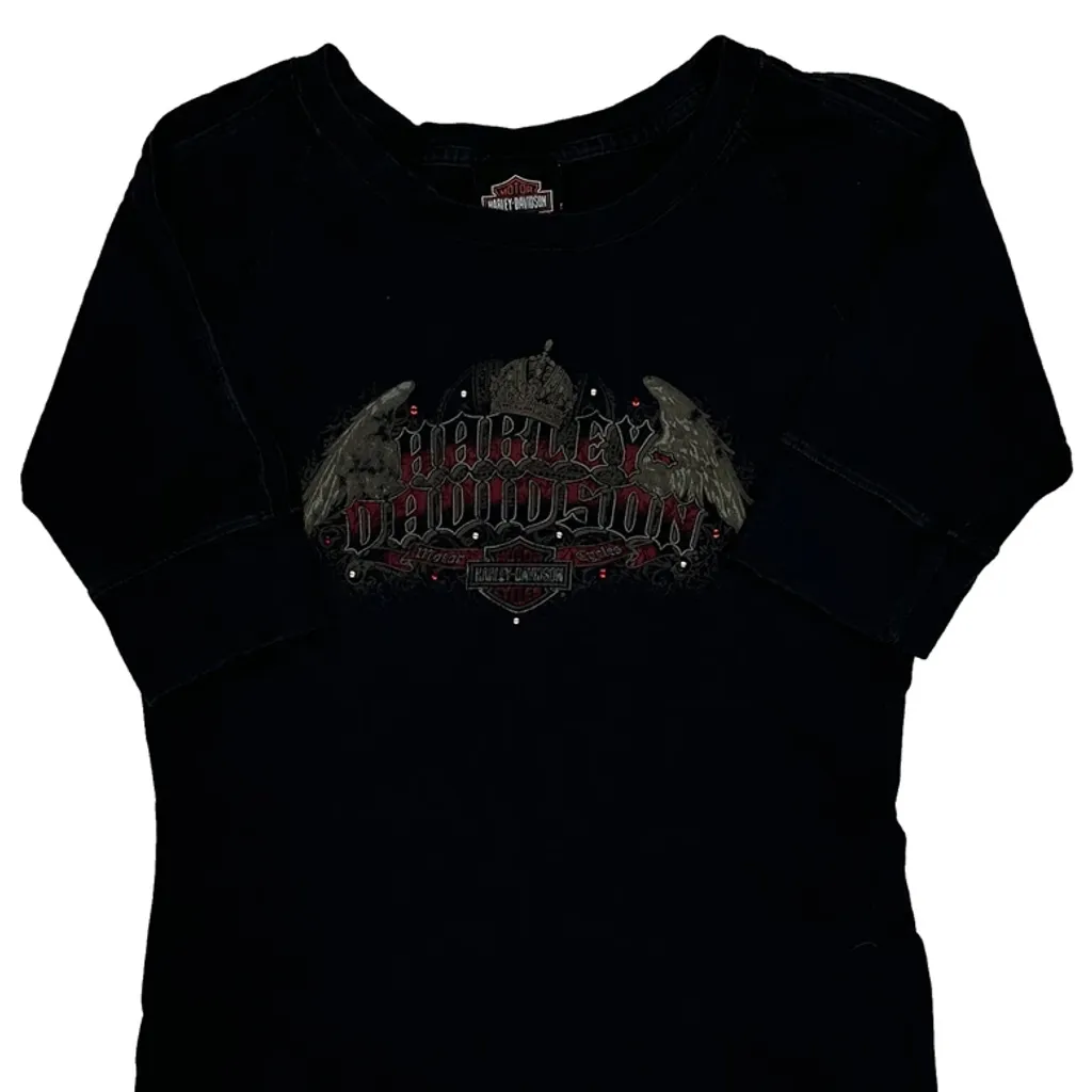 Harley Davidson Graphic T-Shirt - Medium Black Cotton - Image 5