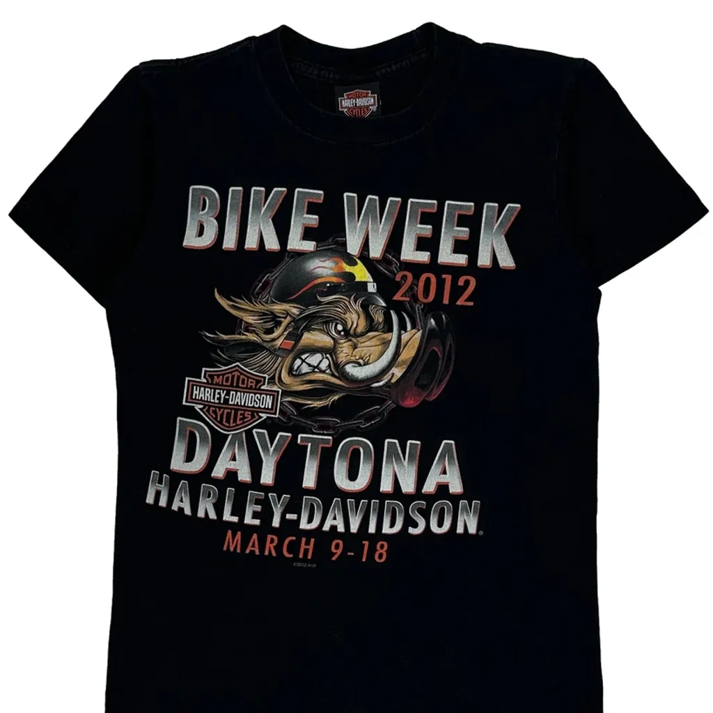 Harley Davidson Graphic T-Shirt - Small Black Cotton - Image 4