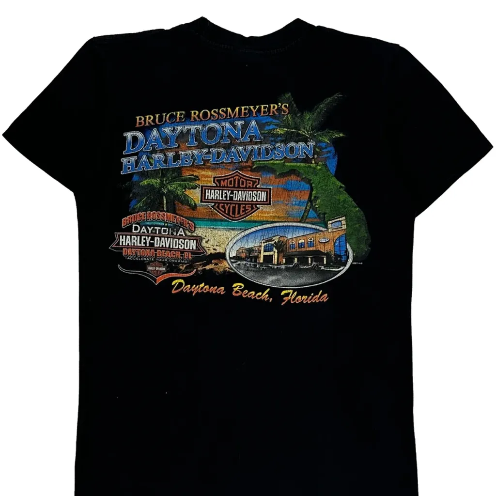 Harley Davidson Graphic T-Shirt - Small Black Cotton - Image 7