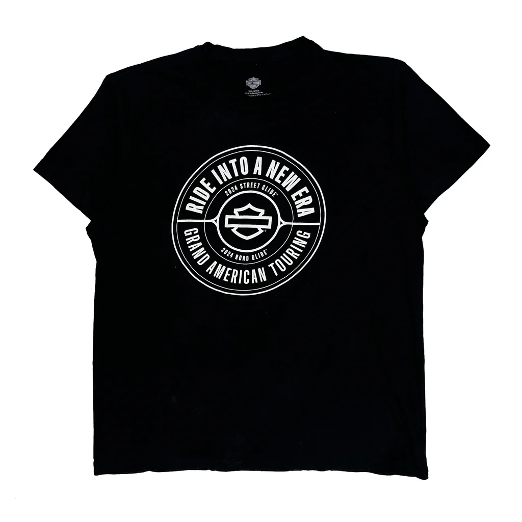 Harley Davidson Graphic T-Shirt - XL Black Cotton
