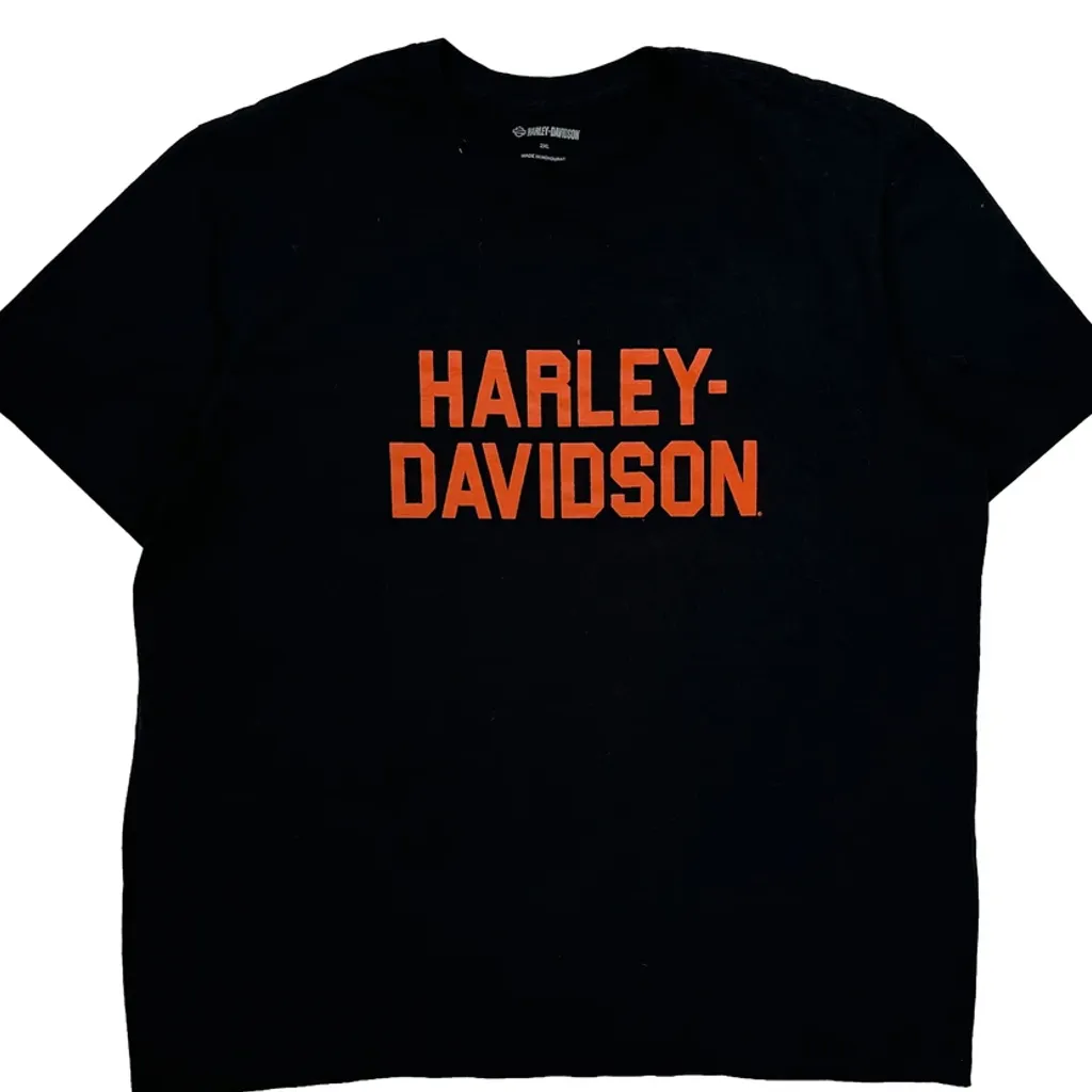 Harley Davidson Spellout T-Shirt - 2XL Black Cotton - Image 5