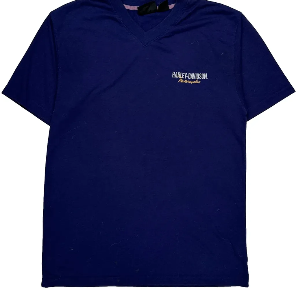 Harley Davidson T-Shirt - Large Blue Polyester - Image 4