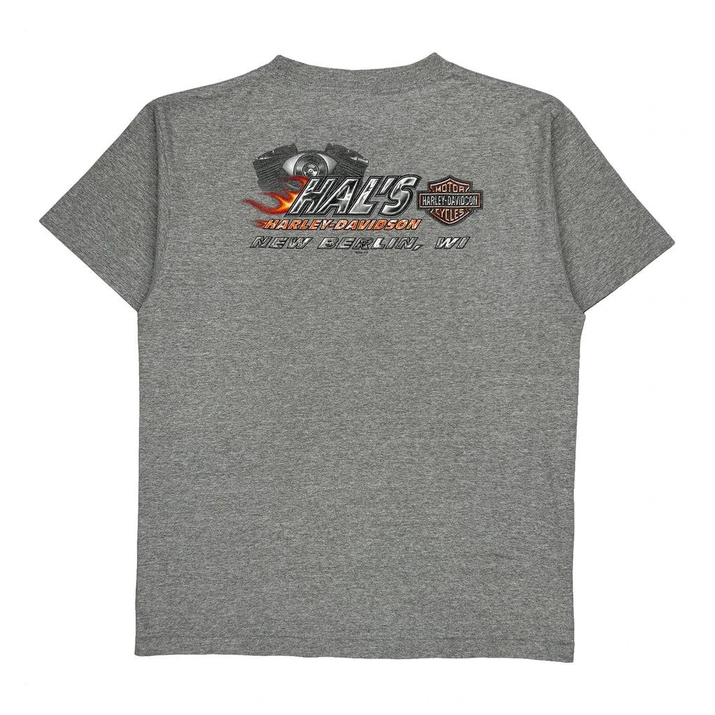 Harley Davidson Graphic T-Shirt - Large Gray Cotton - Image 2