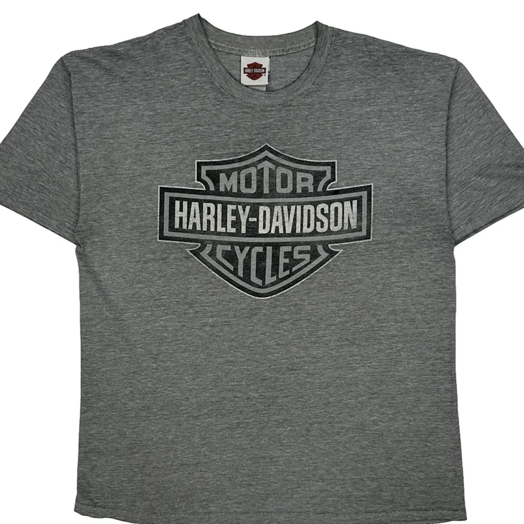 Harley Davidson Graphic T-Shirt - Large Grey Cotton - Image 5