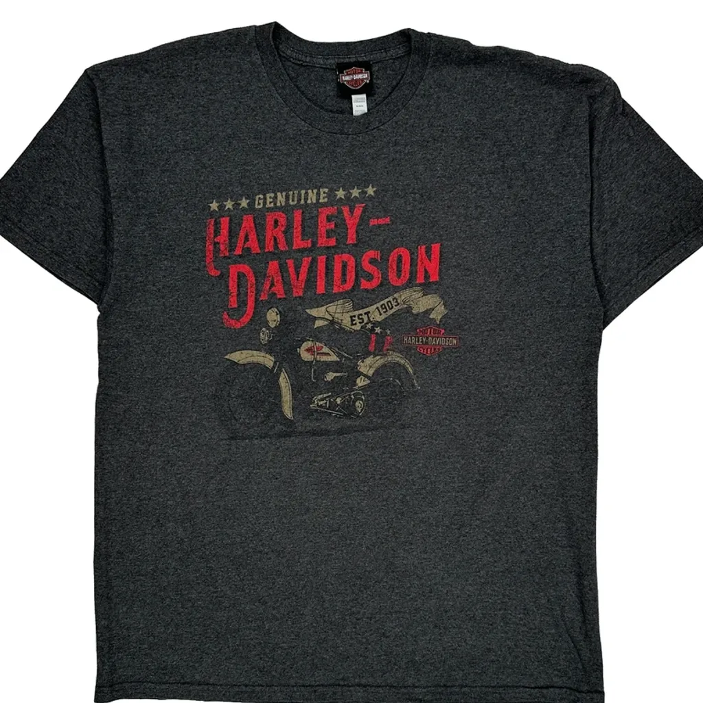 Harley Davidson Graphic T-Shirt - XL Grey Cotton Blend - Image 4