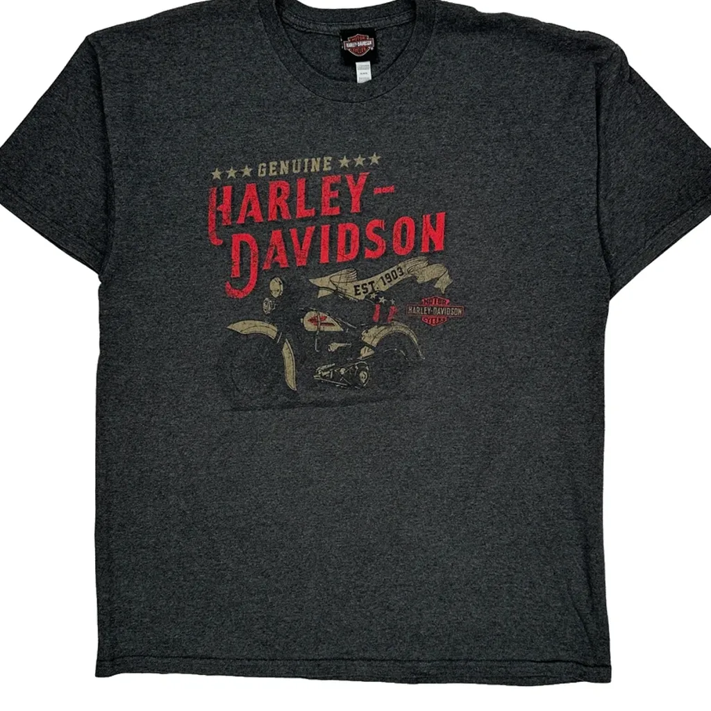 Harley Davidson Graphic T-Shirt - XL Grey Cotton Blend - Image 5