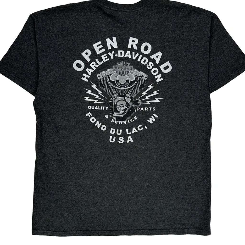 Harley Davidson Graphic T-Shirt - XL Grey Cotton Blend - Image 6