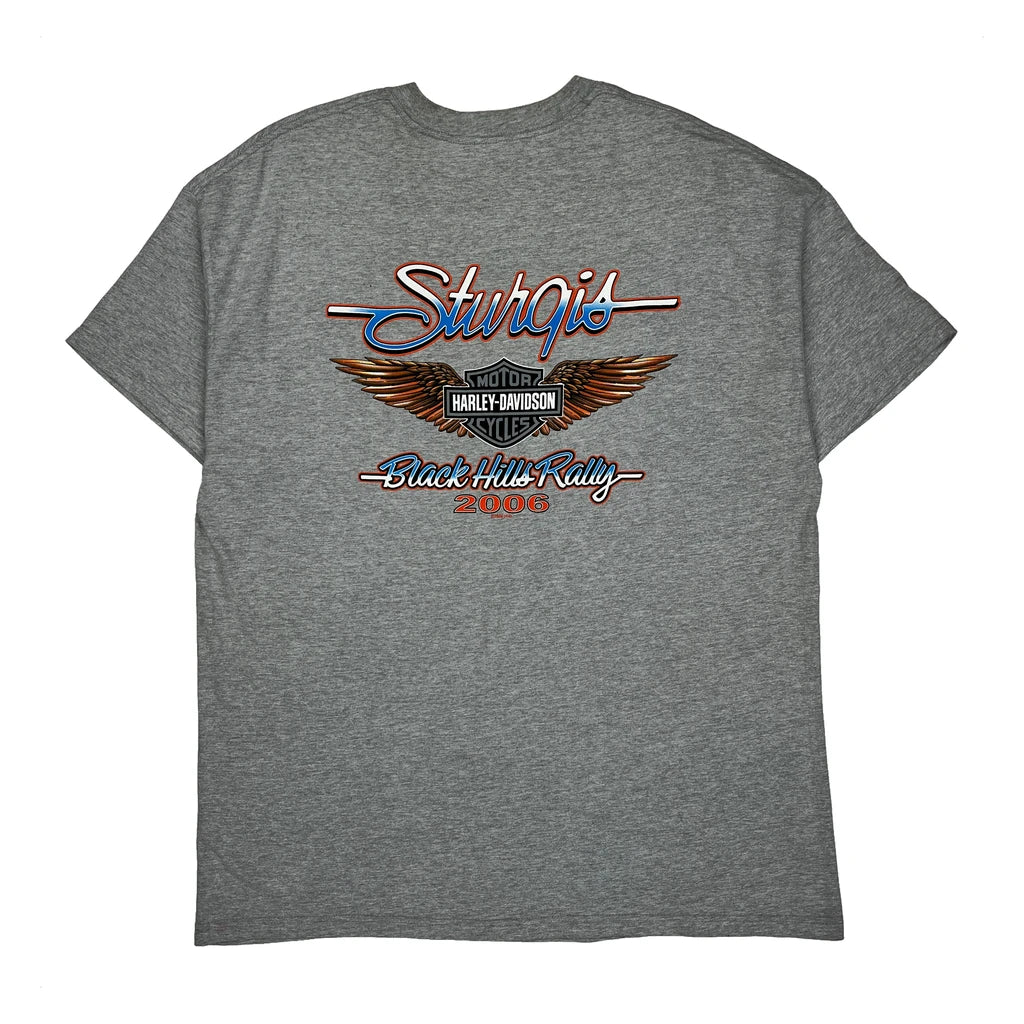 Harley Davidson Graphic T-Shirt - 2XL Grey Cotton Blend - Image 2