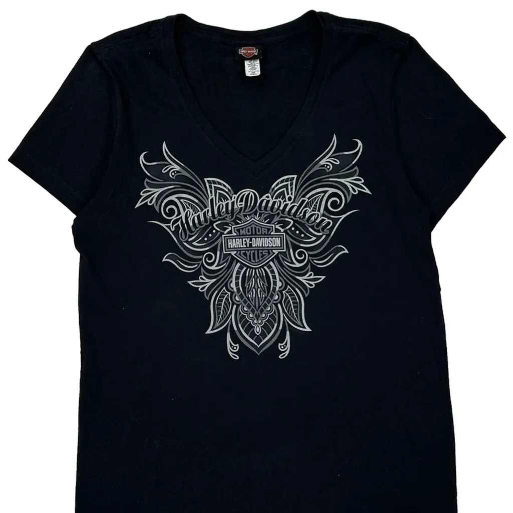 Harley Davidson Graphic T-Shirt - Large Black Cotton - Image 4