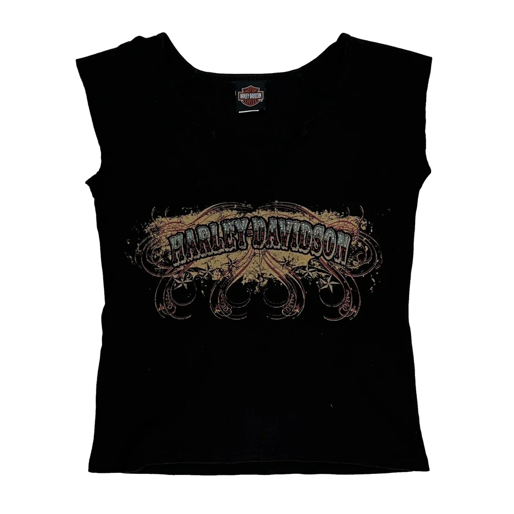 Harley Davidson Graphic T-Shirt - Medium Black Cotton