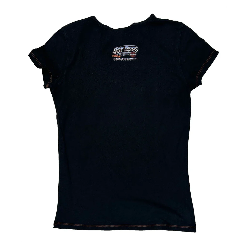 Harley Davidson Graphic T-Shirt - Small Black Cotton - Image 2