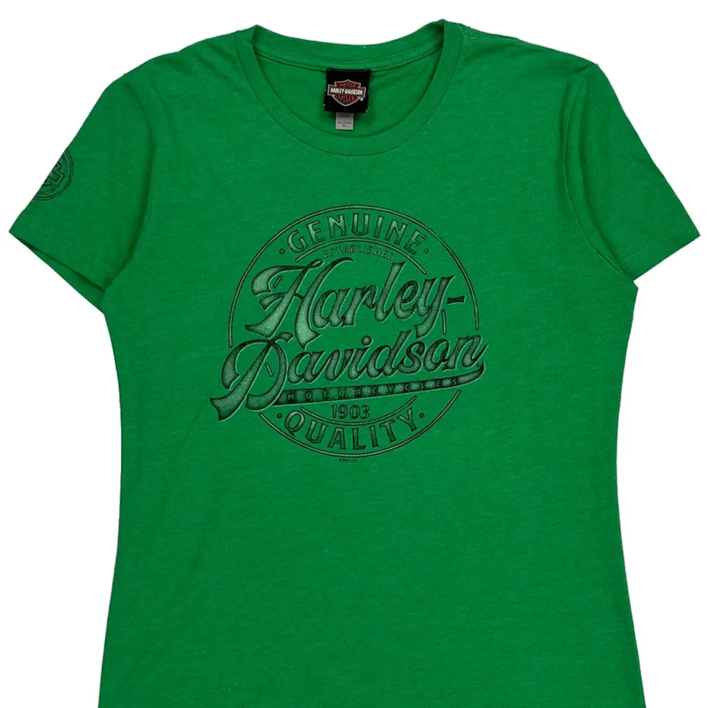 Harley Davidson Graphic T-Shirt - XL Green Cotton - Image 4