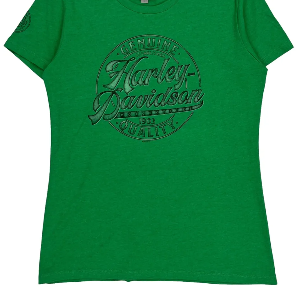 Harley Davidson Graphic T-Shirt - XL Green Cotton - Image 5