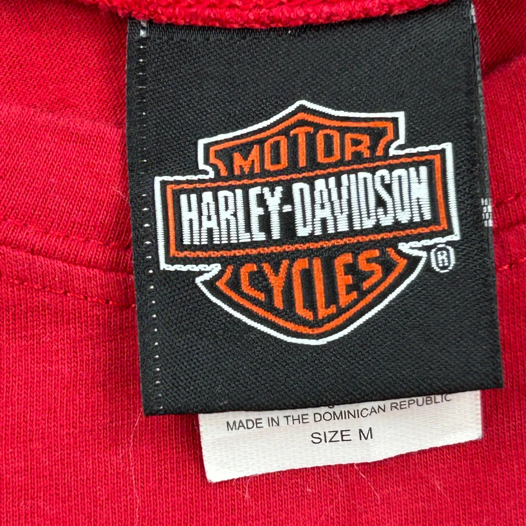 Harley Davidson Studded T-Shirt - Medium Red Cotton - Image 3
