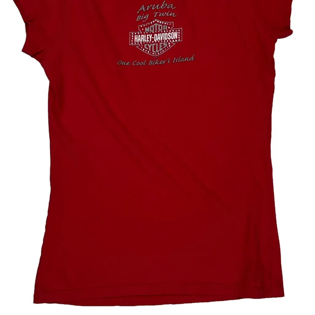 Harley Davidson Studded T-Shirt - Medium Red Cotton - Image 7