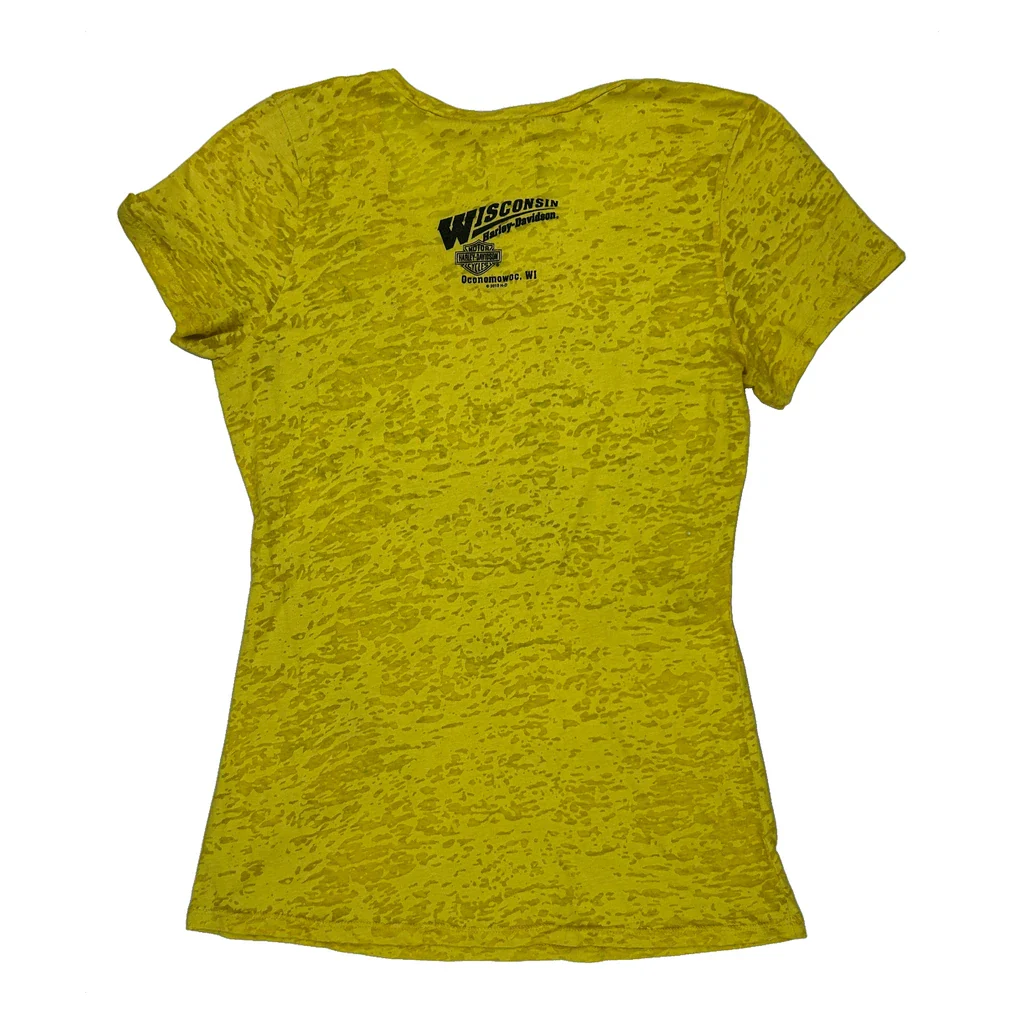Harley Davidson Graphic T-Shirt - XL Yellow Cotton Blend - Image 2
