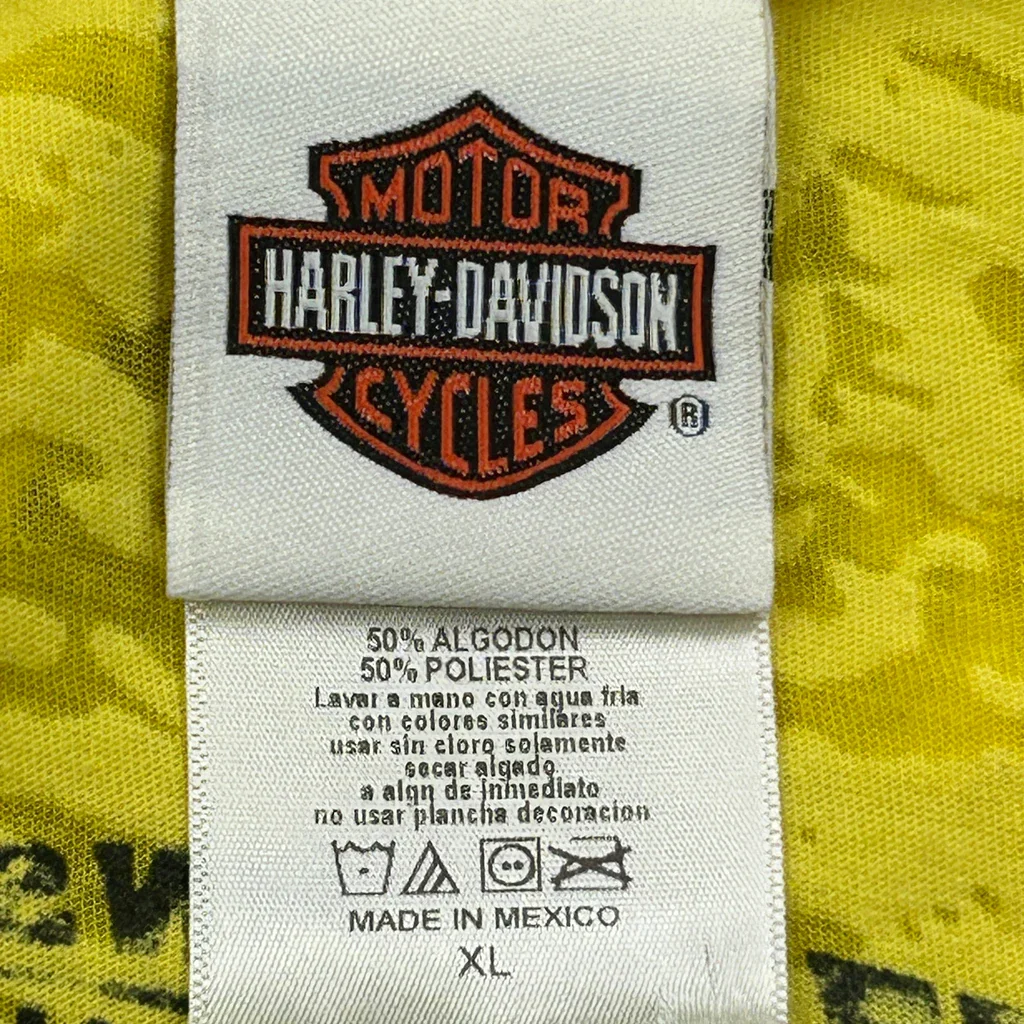 Harley Davidson Graphic T-Shirt - XL Yellow Cotton Blend - Image 3