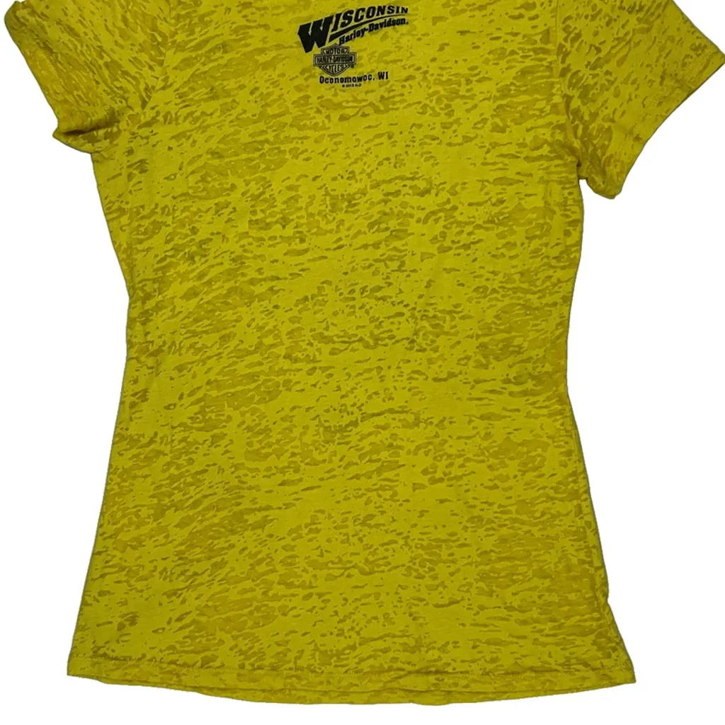 Harley Davidson Graphic T-Shirt - XL Yellow Cotton Blend - Image 6