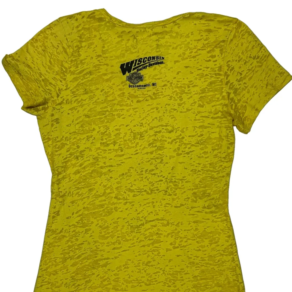 Harley Davidson Graphic T-Shirt - XL Yellow Cotton Blend - Image 7