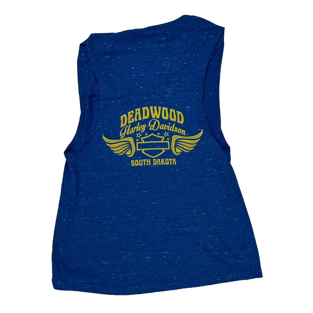 Harley Davidson Graphic Tank Top - Medium Blue Cotton - Image 2