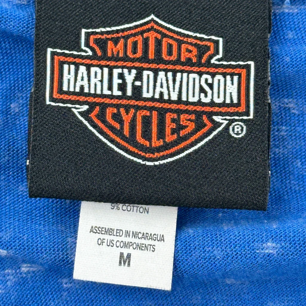 Harley Davidson Graphic Tank Top - Medium Blue Cotton - Image 3