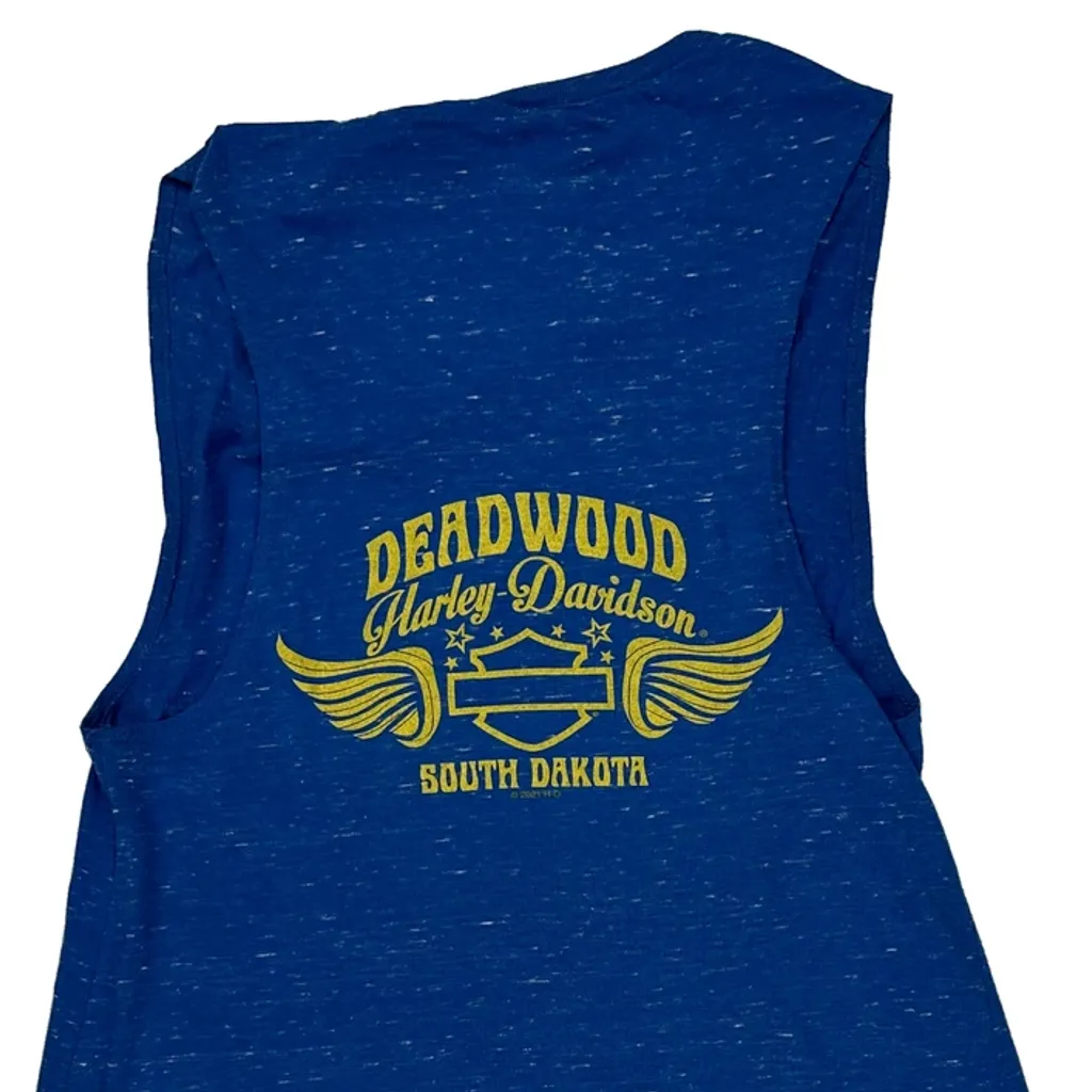Harley Davidson Graphic Tank Top - Medium Blue Cotton - Image 7