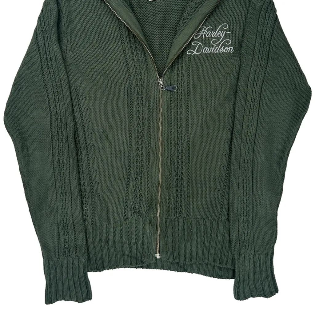 Harley Davidson Zip Up - Large Green Cotton - Image 4