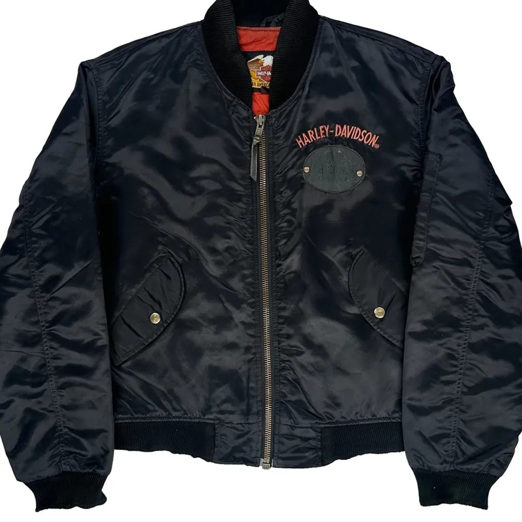 Harley Owners Group Harley Davidson Graphic Bomber Jacket - XL Black Nylon - Image 6