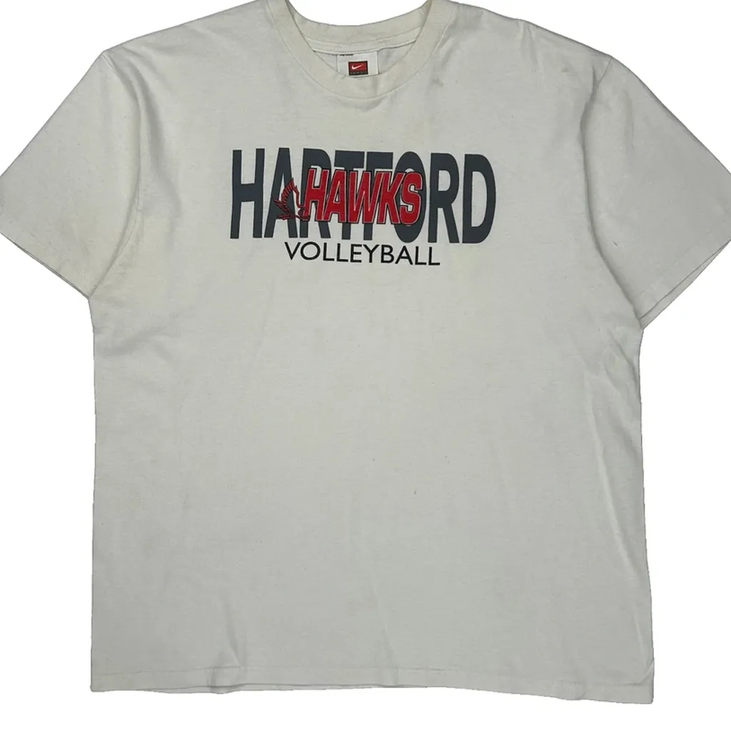 Hartford Hawks Volleyball Nike College T-Shirt - Large White Cotton - Image 4