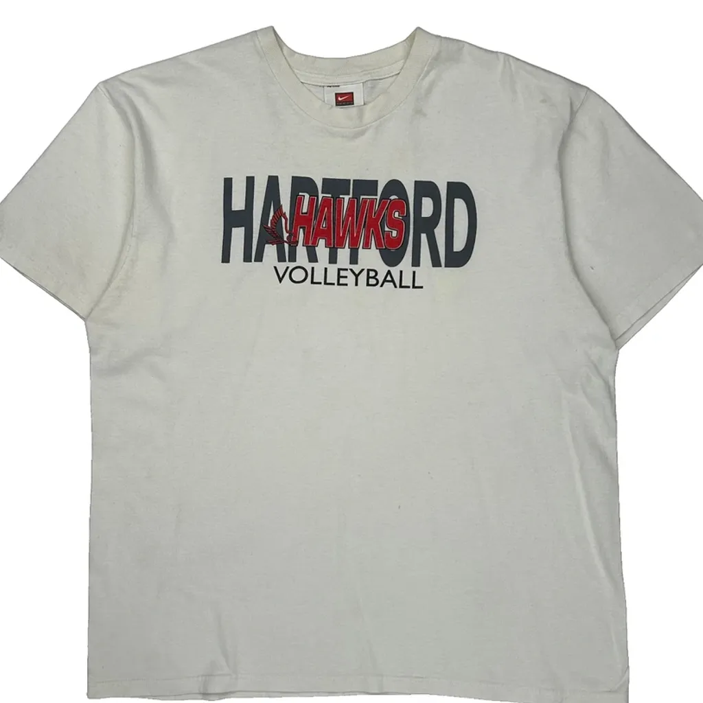 Hartford Hawks Volleyball Nike College T-Shirt - Large White Cotton - Image 5