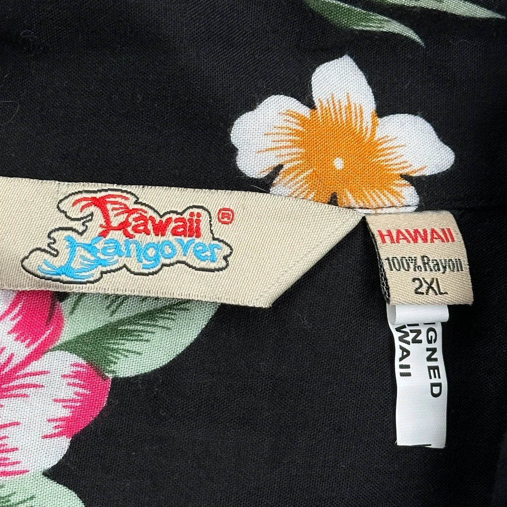 Hawaii Hangover Floral Hawaiian Shirt - 2XL Black Viscose - Image 3