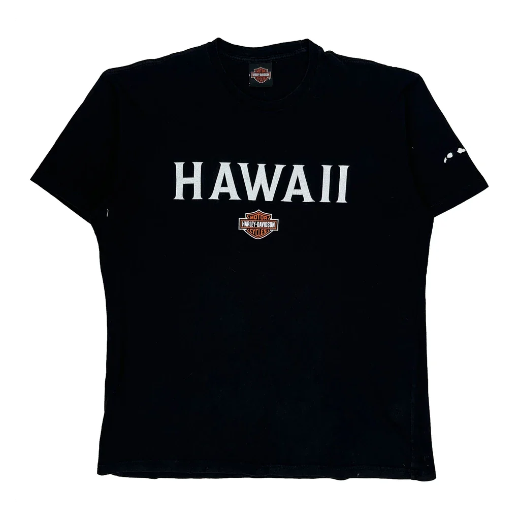 Hawaii Harley Davidson Graphic T-Shirt - XL Black Cotton
