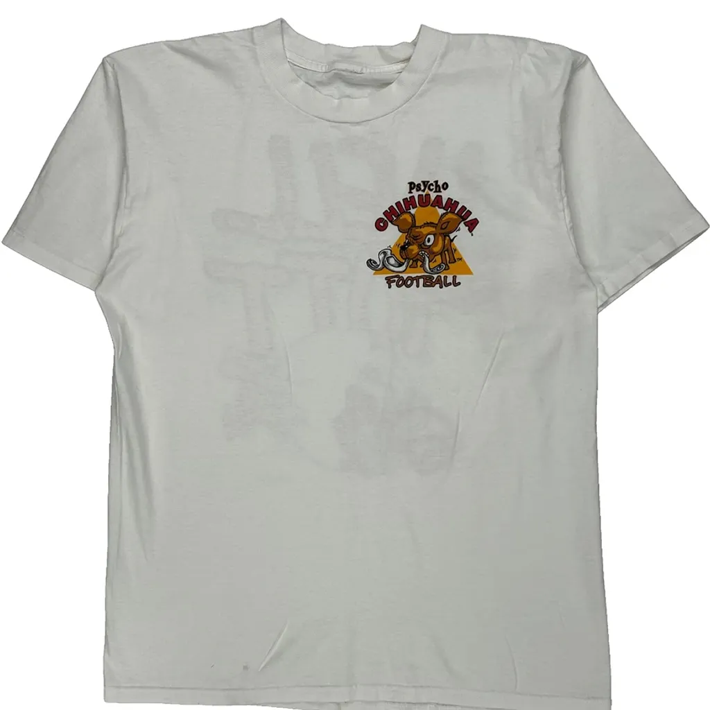 Hell Mutt Football Unbranded Graphic T-Shirt - Medium White Cotton - Image 4