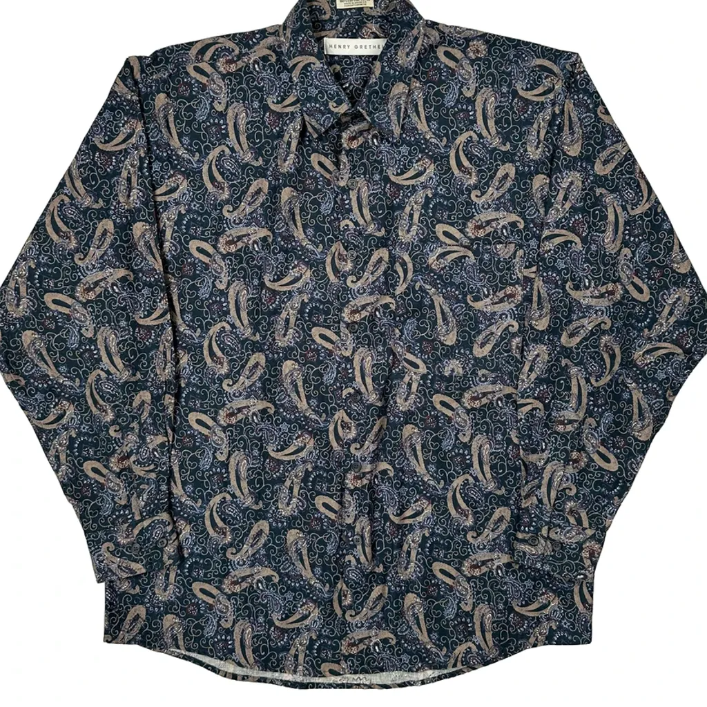 Henry Grethel Patterned Shirt - Medium Blue Cotton - Image 4