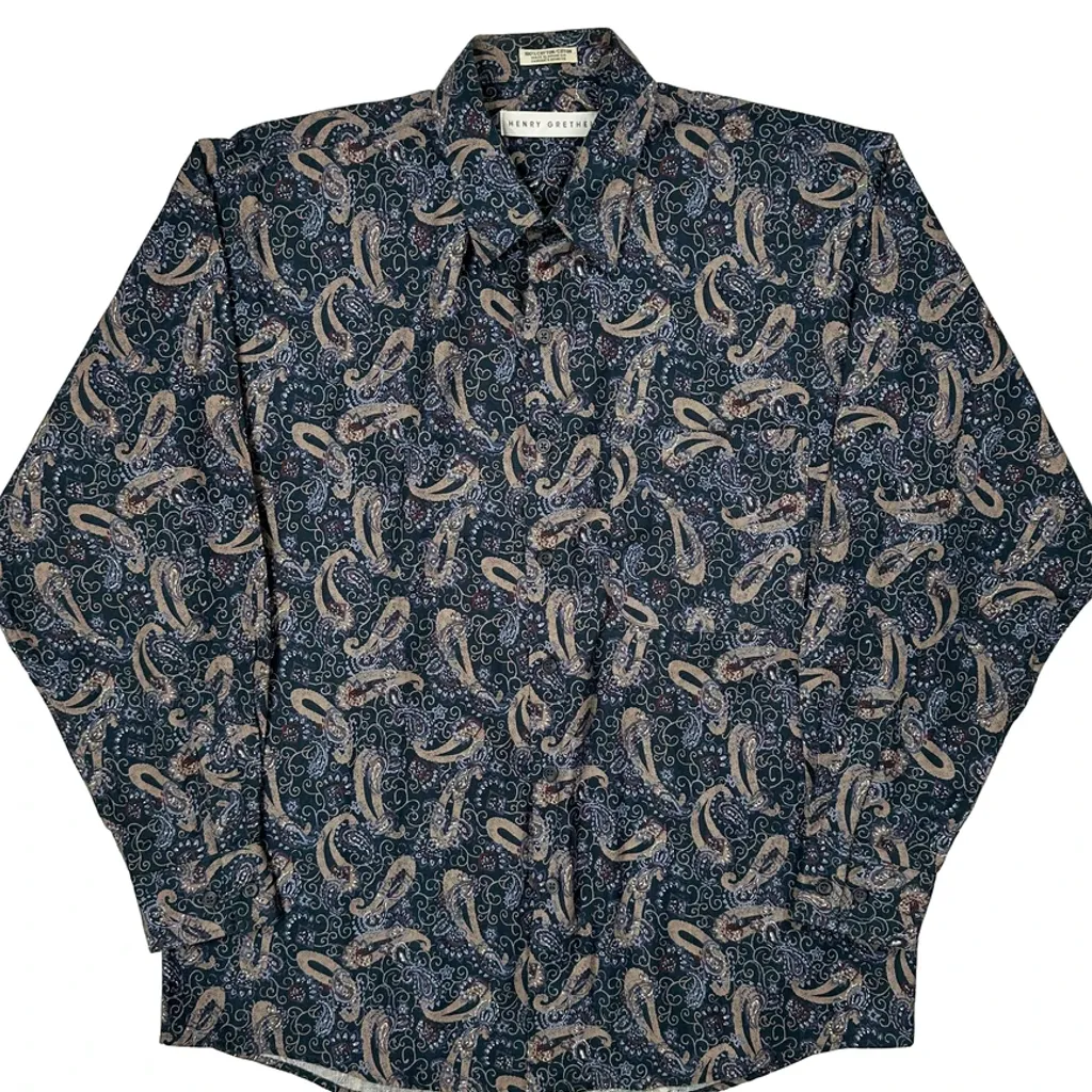 Henry Grethel Patterned Shirt - Medium Blue Cotton - Image 5