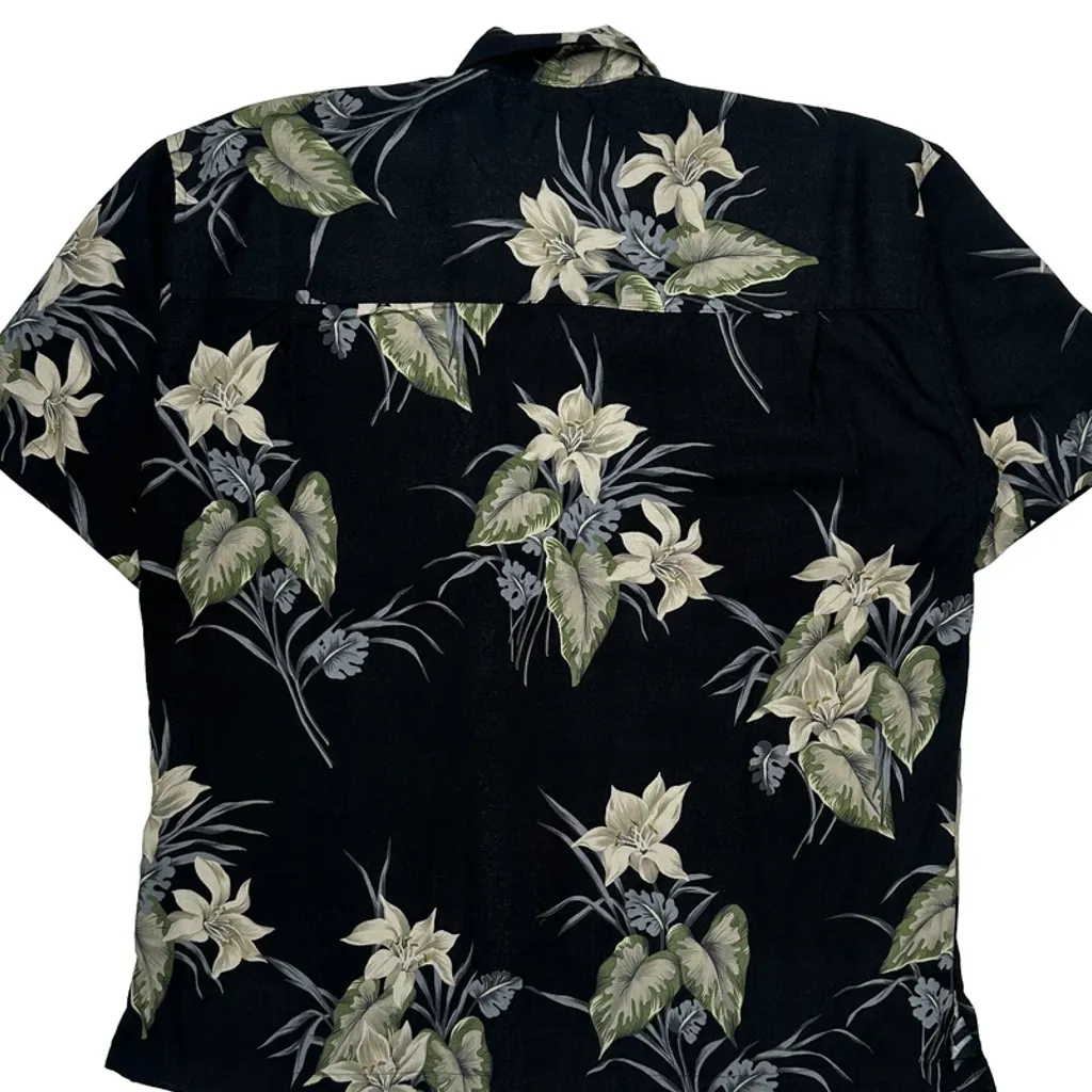 Hibiscus Floral Hawaiian Shirt - Medium Black Viscose - Image 7
