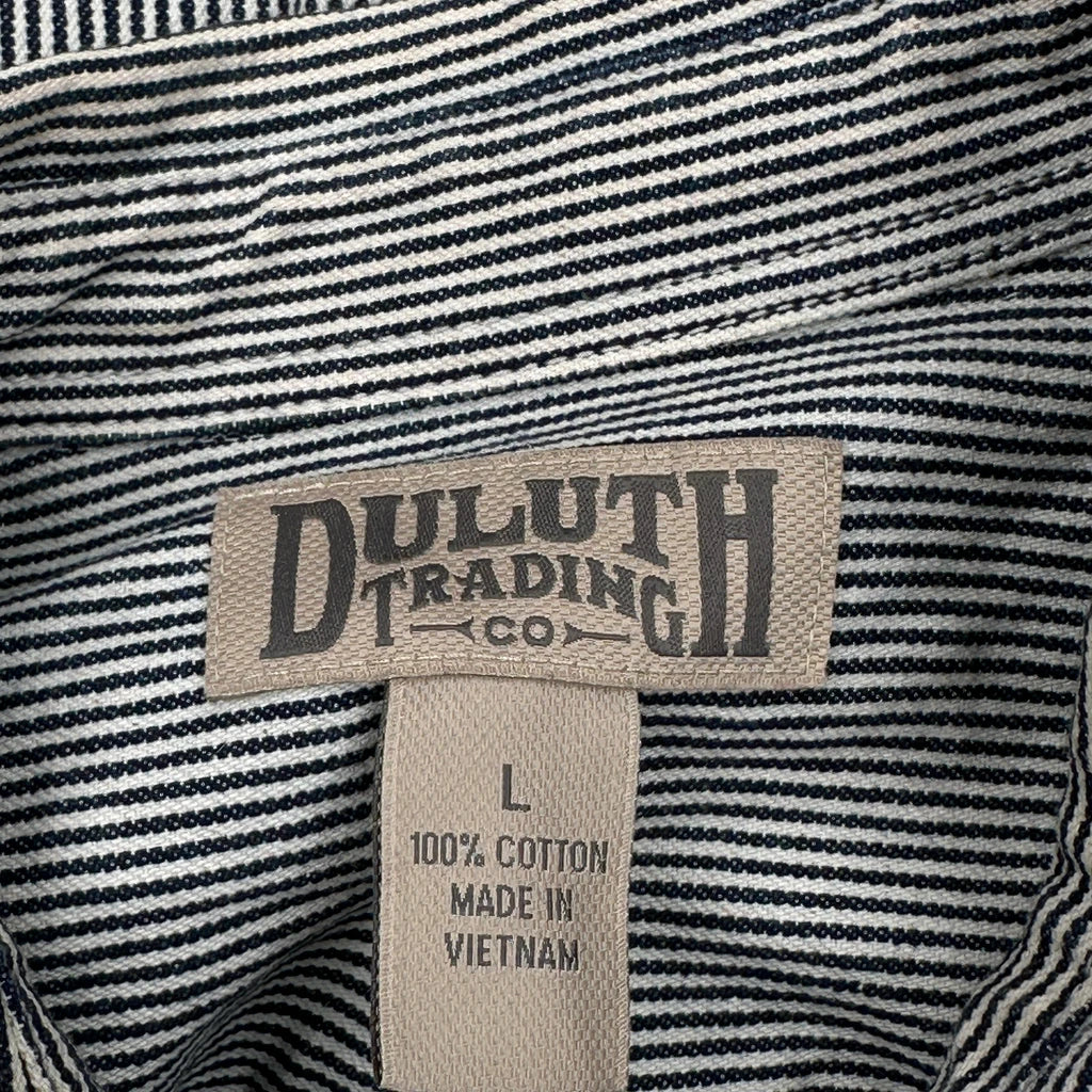 Hickory Stripe Duluth 1/4 Zip Work Shirt - Large Grey Cotton - Image 3