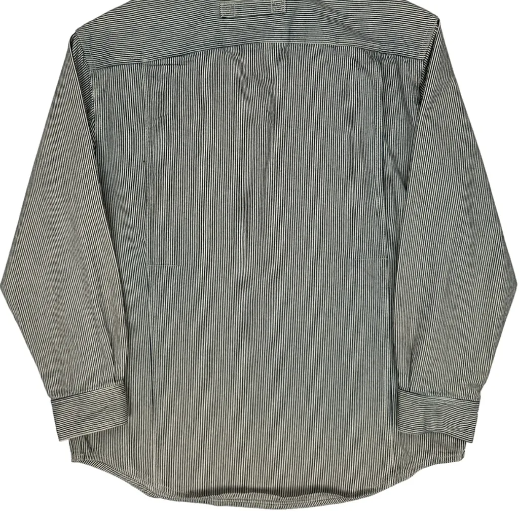 Hickory Stripe Duluth 1/4 Zip Work Shirt - Large Grey Cotton - Image 6