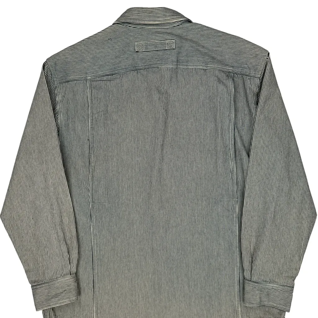 Hickory Stripe Duluth 1/4 Zip Work Shirt - Large Grey Cotton - Image 7