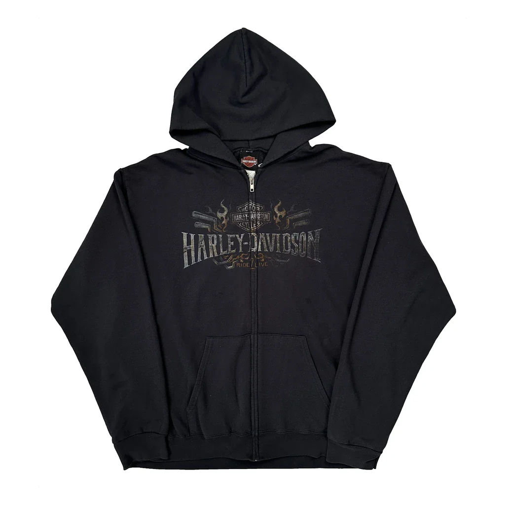 High Country Harley Davidson Full Zip Graphic Hoodie - 2XL Black Cotton