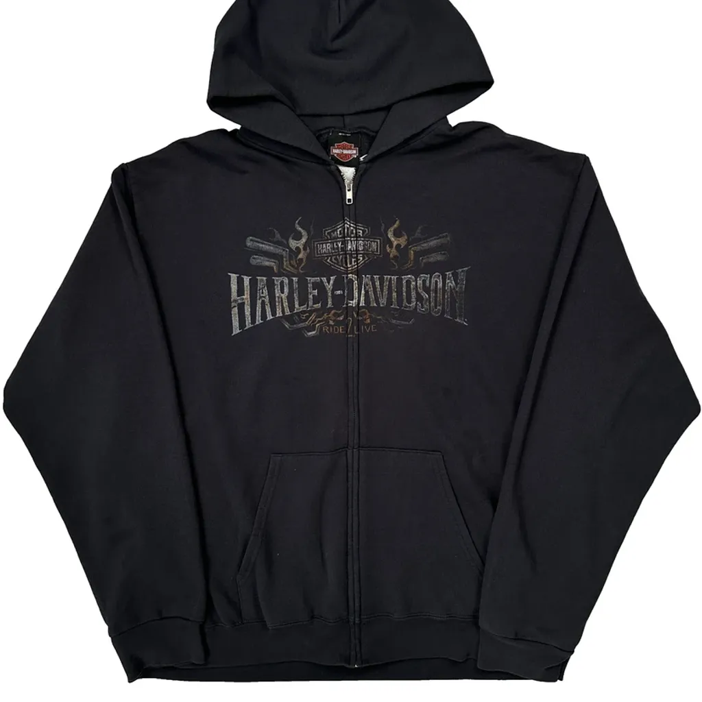 High Country Harley Davidson Full Zip Graphic Hoodie - 2XL Black Cotton - Image 5