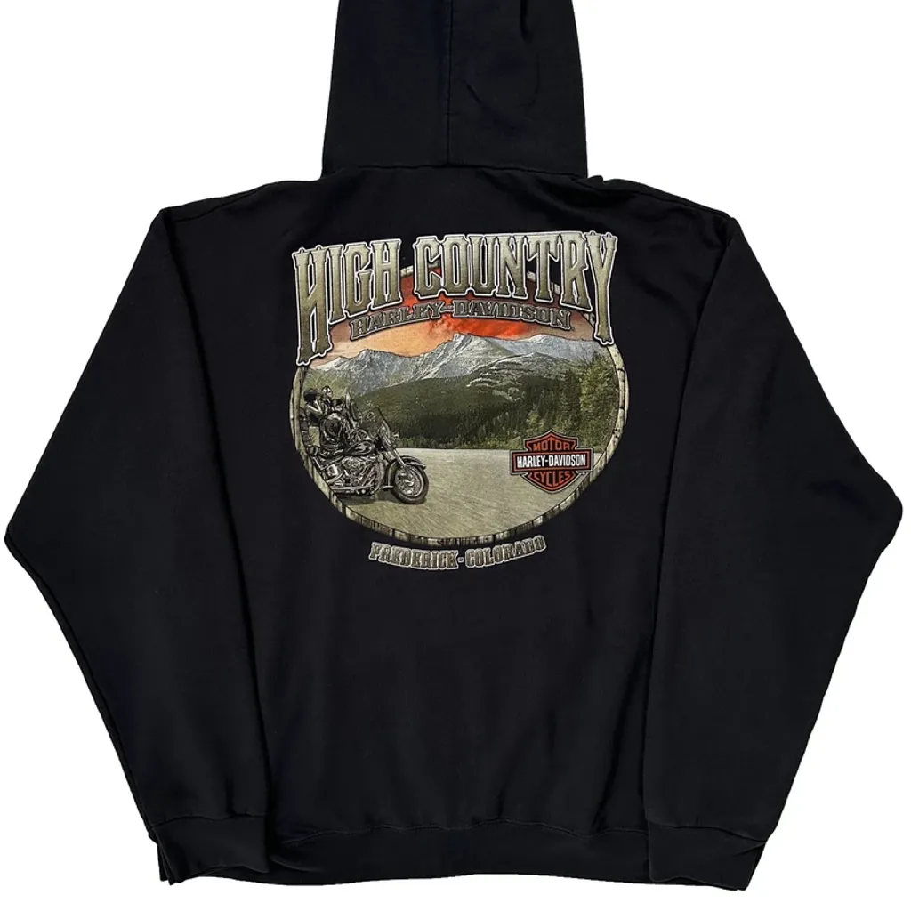 High Country Harley Davidson Full Zip Graphic Hoodie - 2XL Black Cotton - Image 6
