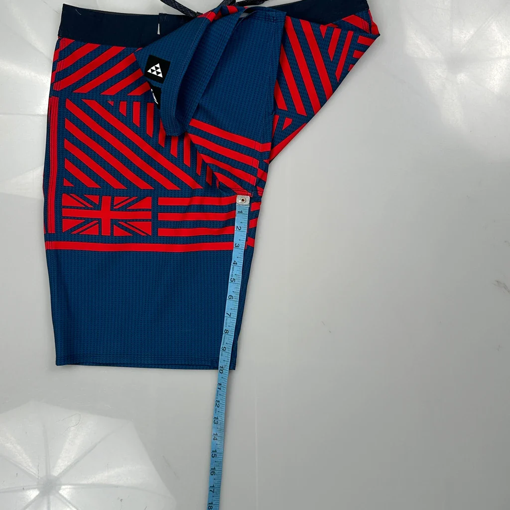 Highline Quiksilver Striped Sport Shorts - 32W 9L Blue Polyester - Image 5