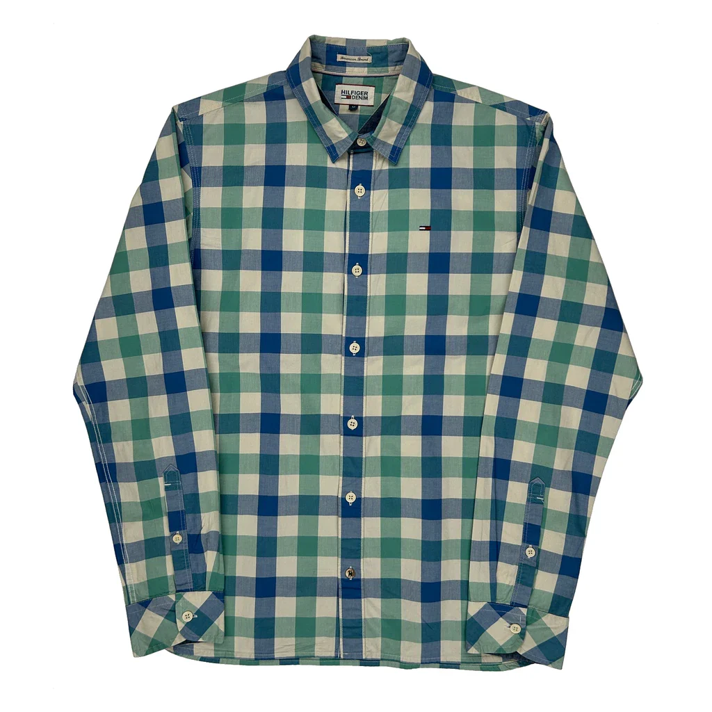 Hilfiger Denim Checked Shirt - Medium Blue Cotton