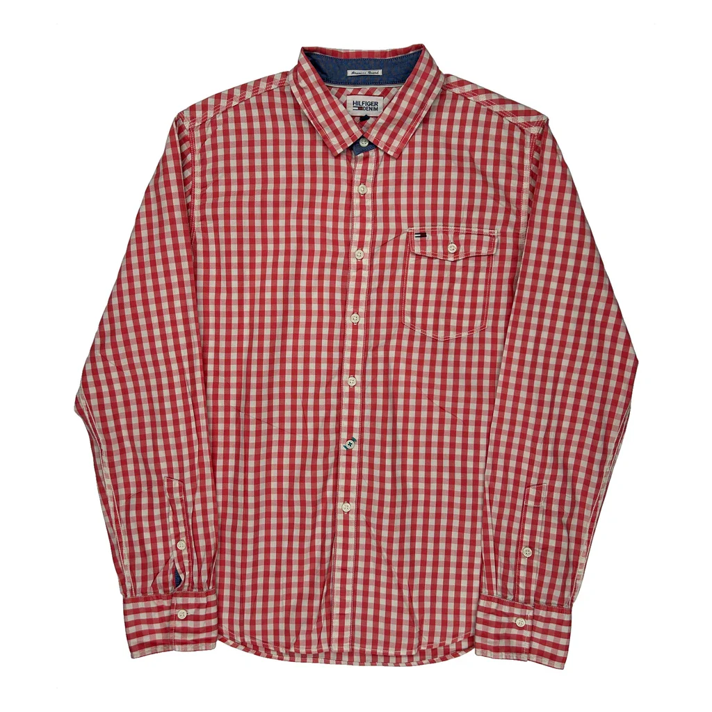 Hilfiger Denim Checked Shirt - Large Red Cotton