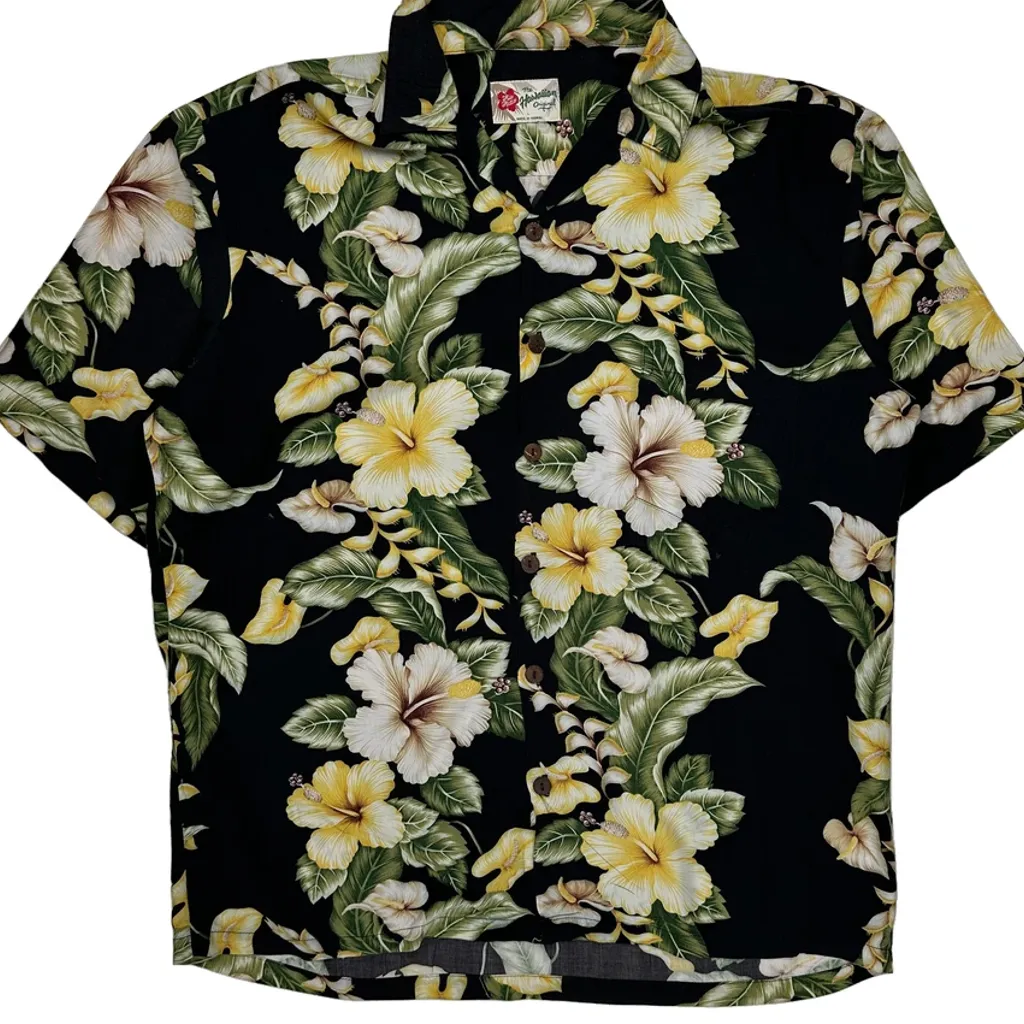 Hilo Hattie Floral Hawaiian Shirt - Large Black Cotton - Image 4
