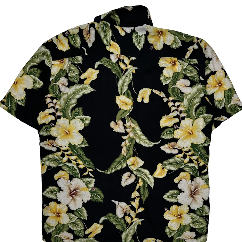 Hilo Hattie Floral Hawaiian Shirt - Large Black Cotton - Image 7