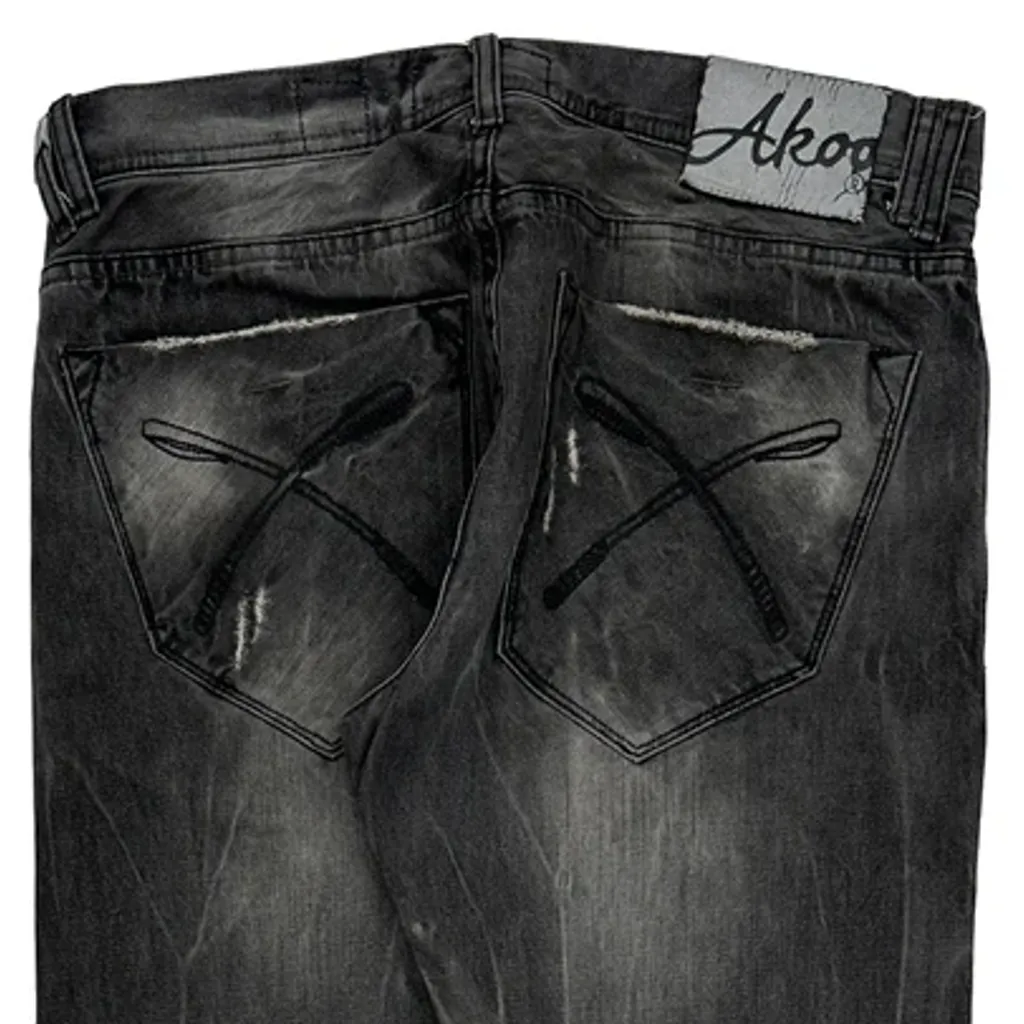 Hip Hop Akoo Jeans - 34W 32L Grey Cotton - Image 9